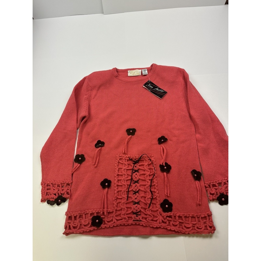 NWT Nina Austin Vintage Size Small Wool Angora long sleeve pullover Sweater